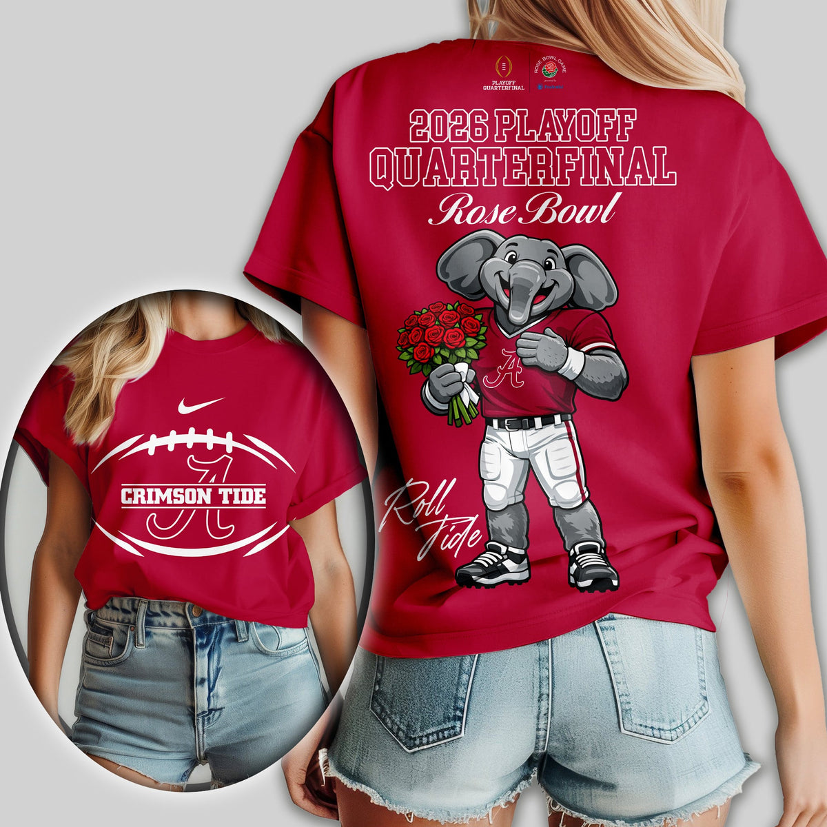 Alabama Crimson Tide | Premium NCAA Rose Bowl 3D Shirt TD